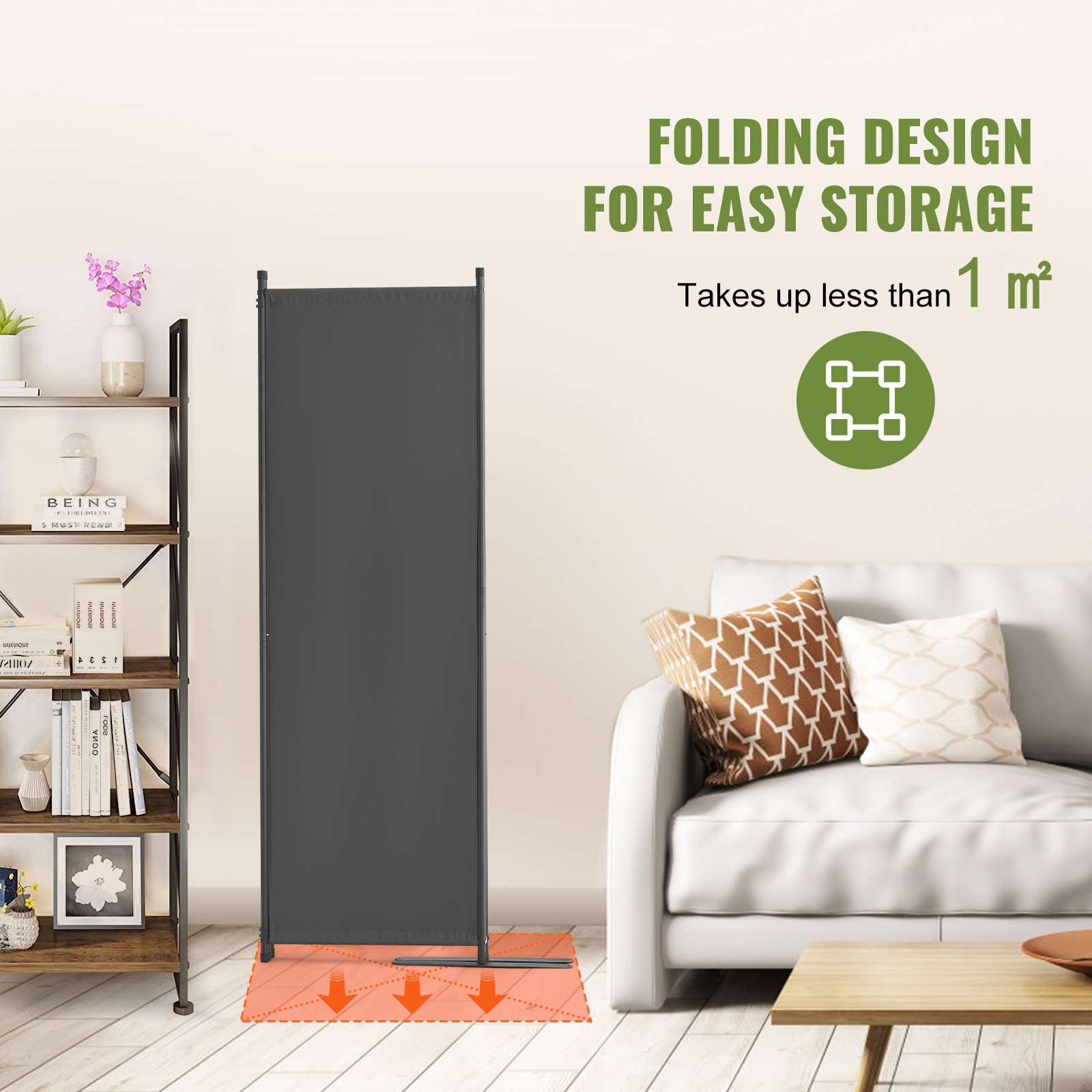 Fabric 4-panel Room Divider & Folding Privacy Screen For Home Office_voghion.com